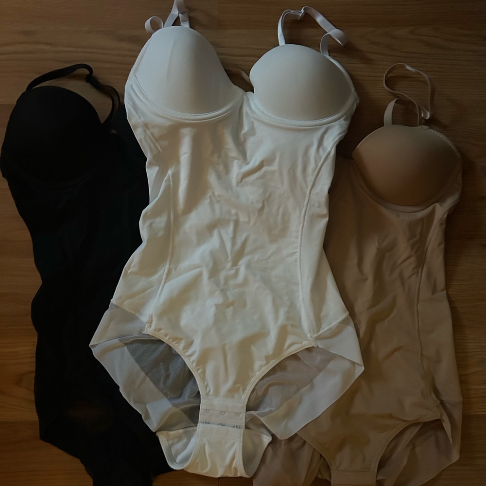 Elegant Women's Bodysuit Trio - Black, White, and Tan